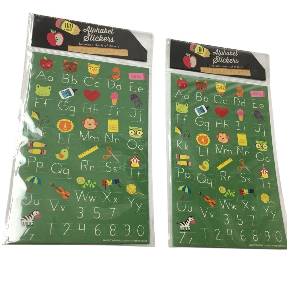 Alphabet Number Stickers 10 Sheets 360 Total Chalkboard Classroom Homeschool NEW